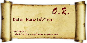 Ochs Ruszlána névjegykártya
